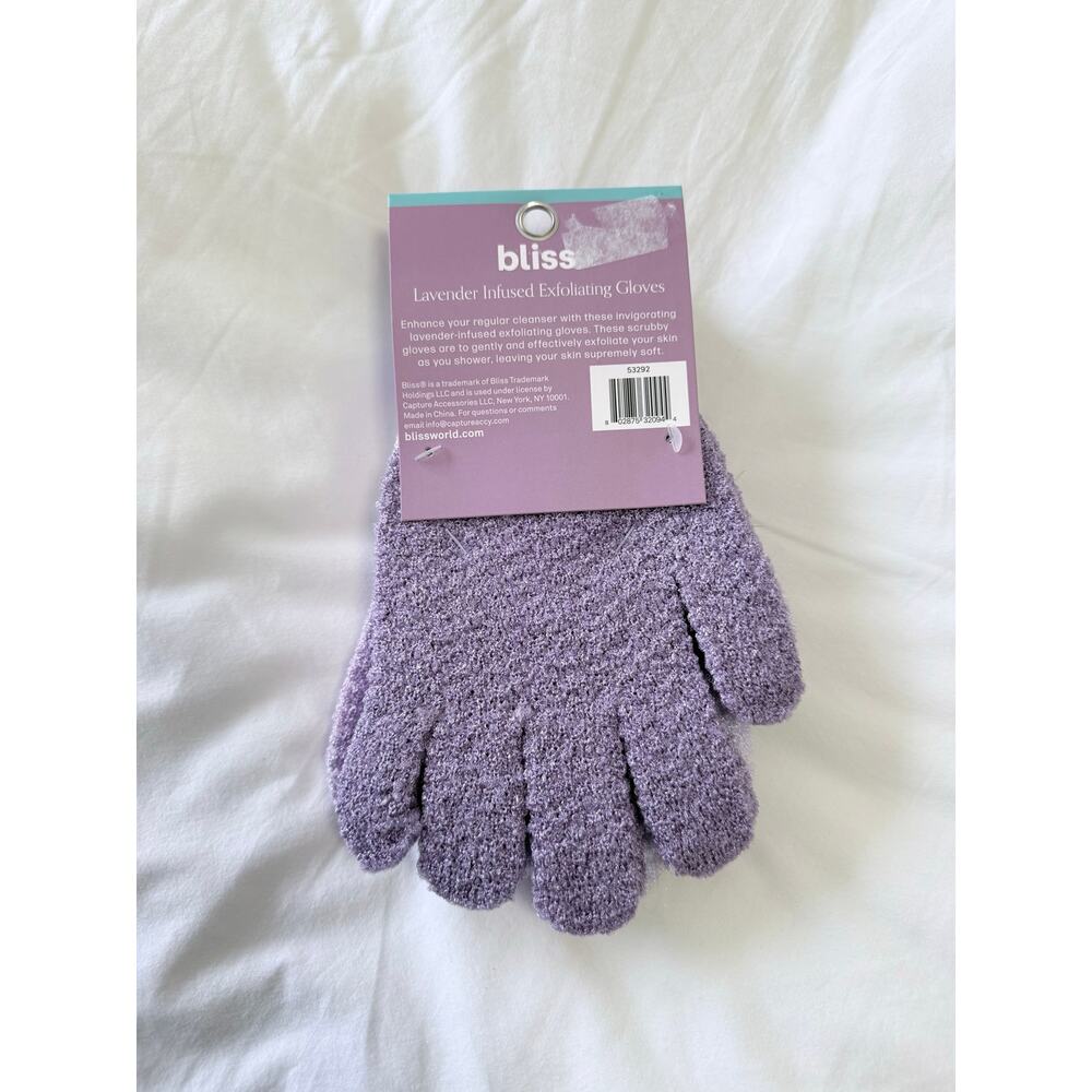 Bliss | 3 Pair Lavender Infused Exfoliating Gloves | Face and Body New - Picture 2 of 4